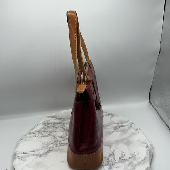 MONSAC ORIGINAL Vintage Red and Tan Leather Handbag Purse - Picture 3 of 8